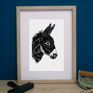 Linogravure : Petit âne
